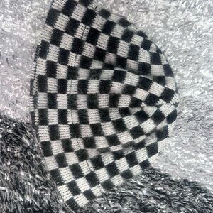 Mohair Checkered Black and White Hat